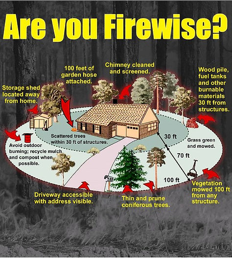 Poster showing steps to take to clear your property to be Firewise.