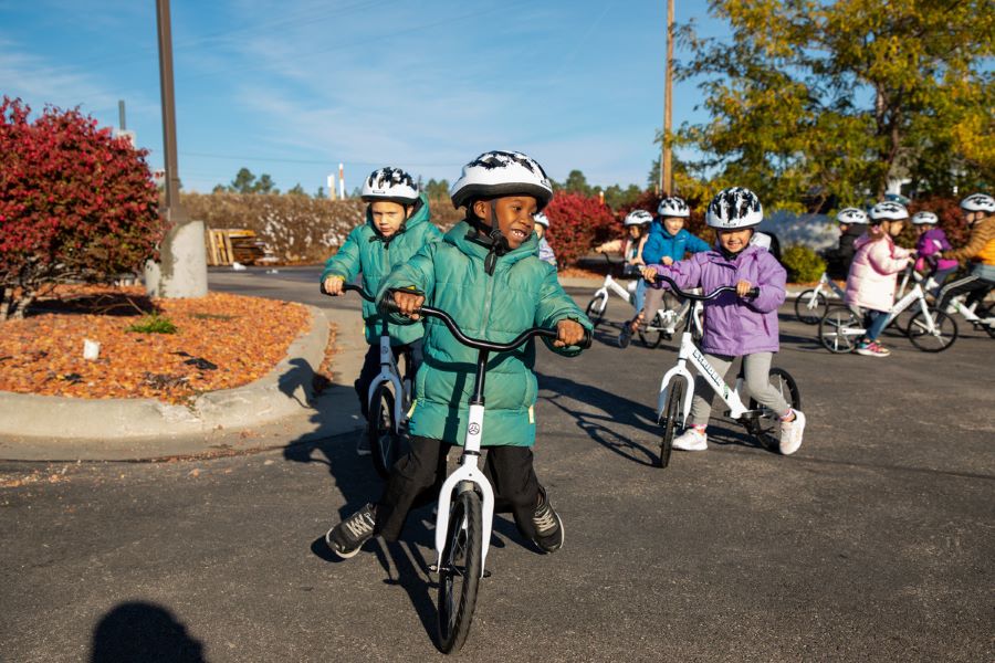 Children riding bikes